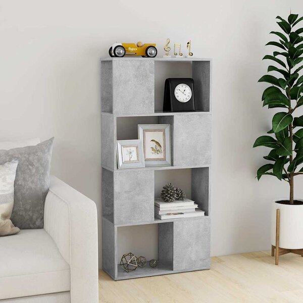Betonszürke térelválasztó könyvszekrény 60 x 24 x 124,5 cm