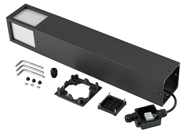 Deko-Light Facado II ösvényvilágítás, magasság 65 cm, szögletes, sötétszürke/opál, dimmelhető, Alu / szürke / cink, Alumínium