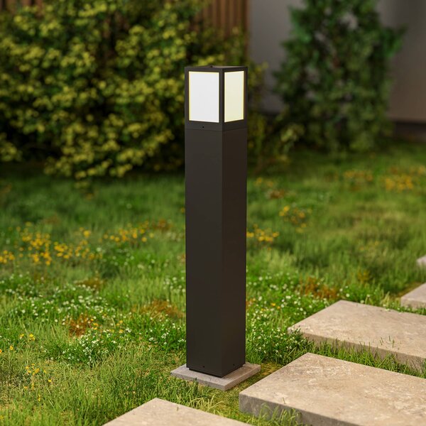 Deko-Light Facado II ösvényvilágítás, magasság 65 cm, szögletes, sötétszürke/opál, dimmelhető, Alu / szürke / cink, Alumínium