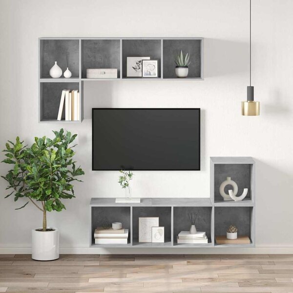 Betonszürke szerelt fa falra szerelhető TV-szekrény 37x37x107cm