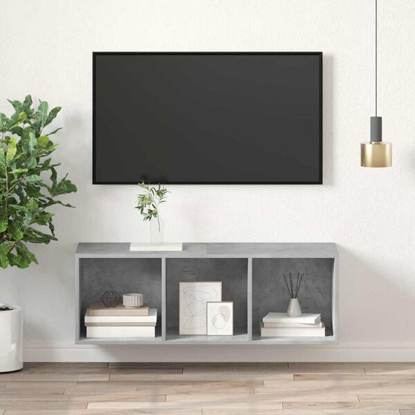 Betonszürke szerelt fa falra szerelhető TV-szekrény 37x37x107cm