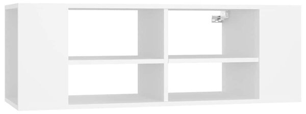 Fehér szerelt fa falra szerelhető TV-szekrény 102 x 35 x 35 cm