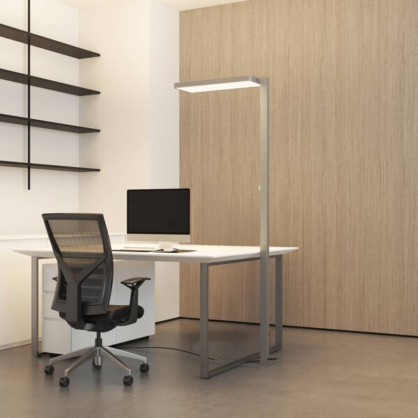 Arcchio LED álló világítás Timon, 54W, ezüst, magasság 195 cm, dimmelhető, Alu / szürke / cink, Dolgozószoba / Iroda, Alumínium, Modern