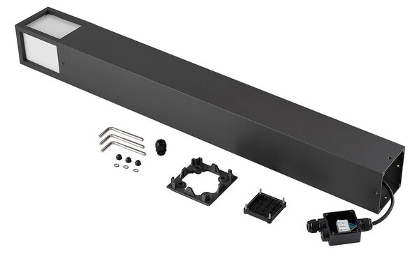Deko-Light Facado II útvilágítás, magasság 100 cm, szögletes, sötétszürke/opál színű, dimmelhető, Alu / szürke / cink, Alumínium