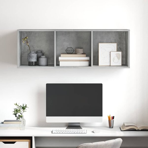 Betonszürke szerelt fa falra szerelhető TV-szekrény 37x37x107cm