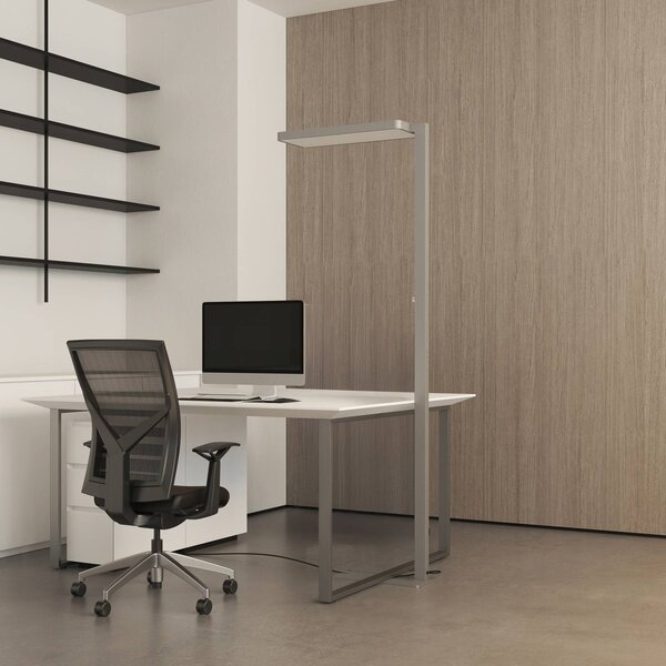 Arcchio LED álló világítás Timon, 54W, ezüst, magasság 195 cm, dimmelhető, Alu / szürke / cink, Dolgozószoba / Iroda, Alumínium, Modern