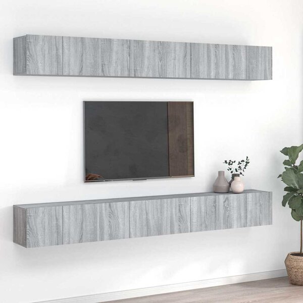 8 db szürke sonoma színű szerelt fa TV-szekrény 60 x 30 x 30 cm