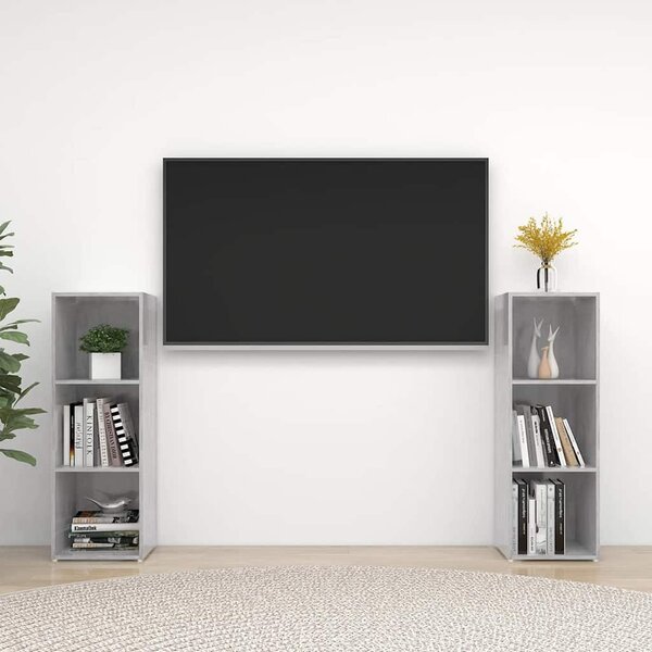 2 db betonszürke szerelt fa TV-szekrény 107 x 35 x 37 cm