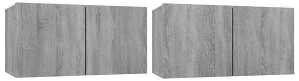 2 db füstös tölgy szerelt fa függő TV-szekrény 60 x 30 x 30 cm