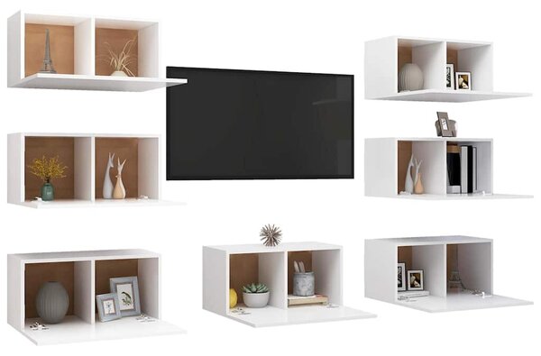 7 db fehér szerelt fa TV-szekrény 30,5 x 30 x 60 cm