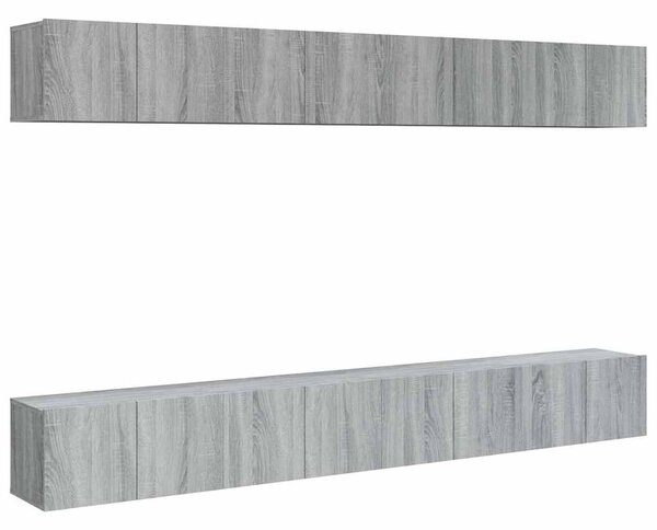 8 db szürke sonoma színű szerelt fa TV-szekrény 60 x 30 x 30 cm