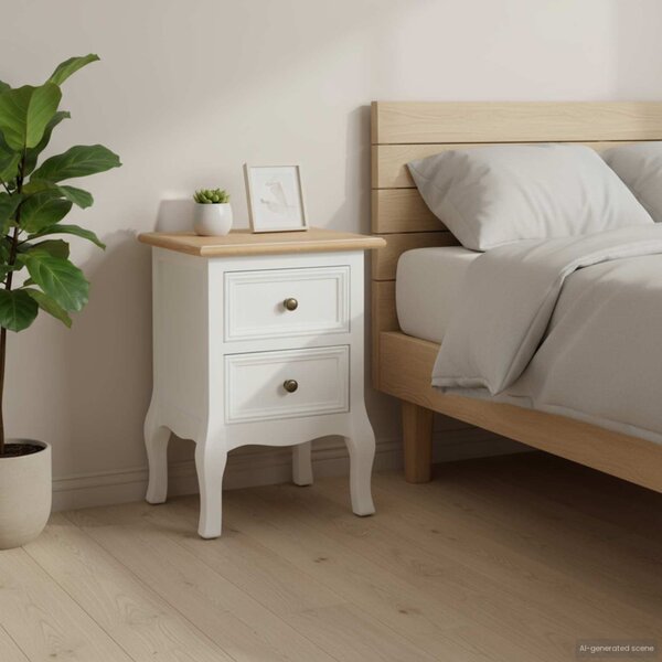 2 db fehér MDF éjjeliszekrény 35 x 30 x 49 cm