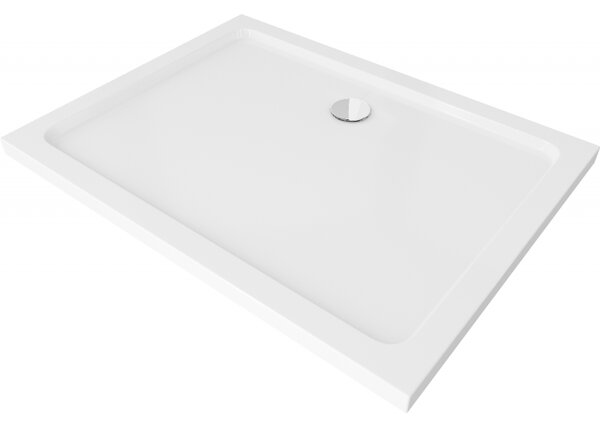 Mexen Flat téglalap alakú slim zuhanytálca 80 x 70 cm, fehér, króm szifon - 40107080