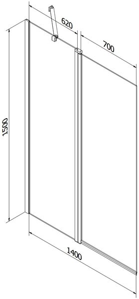 Mexen Flip Kádparaván 1 részes 140 x 150 cm, átlátszó nano, fekete - 894-140-101-70-00 Kádparaván