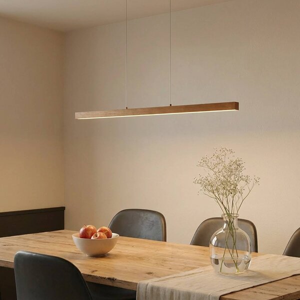 Lucande LED lógó világítás Nihalo, fa, 122 cm, dimmelhető, CCT, dimmelhető, Világos fa, Nappali / Étkező, Fa, Modern