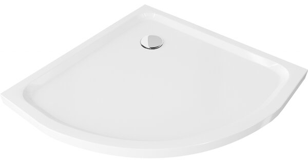 Mexen SLIM - Negyedkör alakú zuhanytálca 70x70x5cm + króm szifon, fehér, 41107070