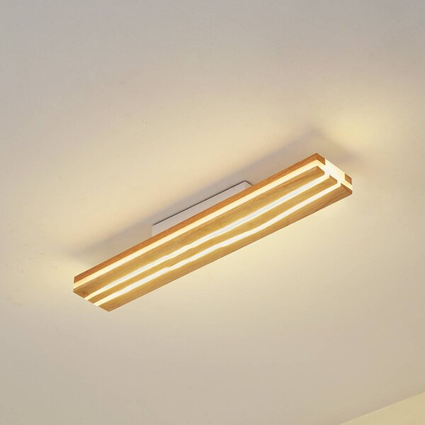 Lucande LED mennyezeti világítás Silja, fa, 100 cm, 3000K, Világos fa, Nappali / Étkező, Fa, Modern
