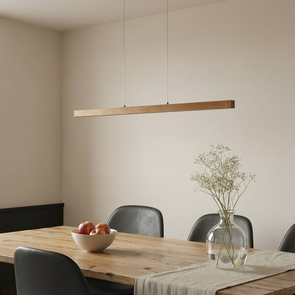Lucande LED lógó világítás Nihalo, fa, 122 cm, dimmelhető, CCT, dimmelhető, Világos fa, Nappali / Étkező, Fa, Modern