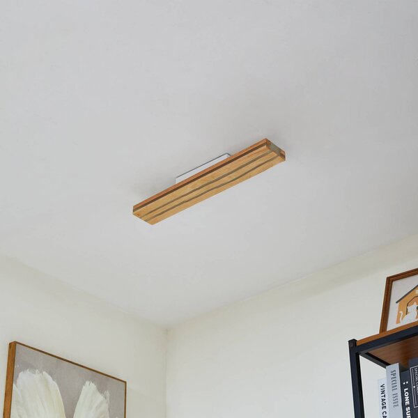 Lucande LED mennyezeti világítás Silja, fa, 100 cm, 3000K, Világos fa, Nappali / Étkező, Fa, Modern