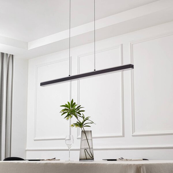 Lucande Pendolo LED-es függőlámpa, fekete, alumínium, 120 cm, dimmelhető, Fekete, Nappali / Étkező, Alumínium, Modern