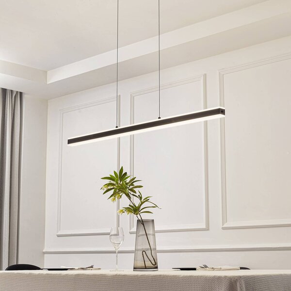 Lucande Pendolo LED-es függőlámpa, fekete, alumínium, 120 cm, dimmelhető, Fekete, Nappali / Étkező, Alumínium, Modern
