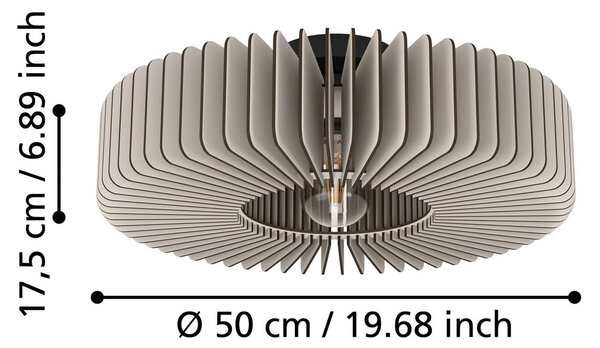 EGLO Palombaia mennyezeti lámpa, fehér, Ø 50 cm, acél/fa, E27, dimmelhető, Fehér / opál, fém