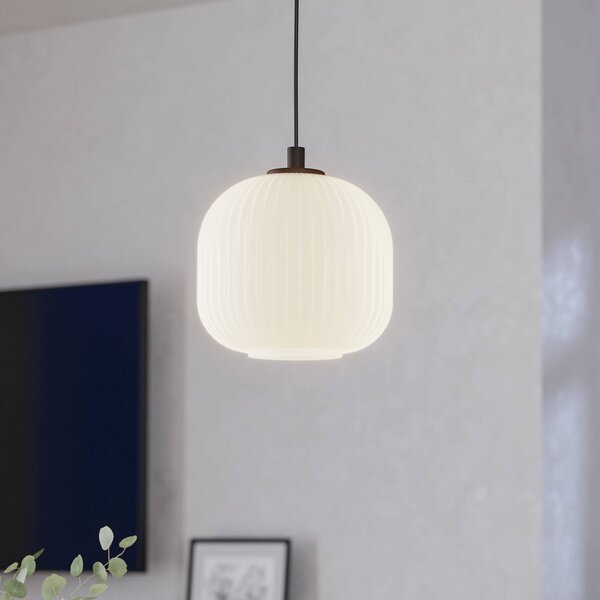EGLO Mantunalle függőlámpa, Ø 20 cm, fekete/fehér, üveg, dimmelhető, Fehér / opál, Nappali / Étkező, Üveg, Skandináv
