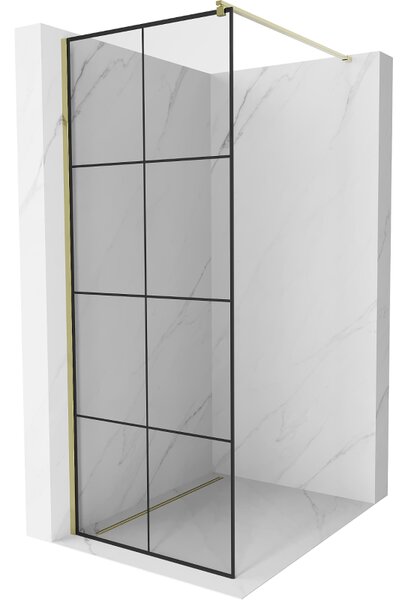 Mexen Kioto zuhanyparaván 80x200 cm 8 mm, arany profil, üveg fekete mintás 1, 800-080-101-01-77
