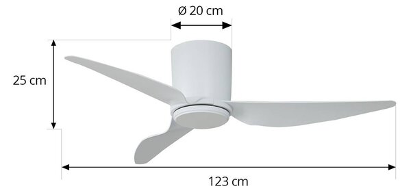 Lindby Aulo mennyezeti ventilátor, fehér, DC, csendes, Ø 123 cm, Fehér / opál, Nappali / Étkező, fém, Modern