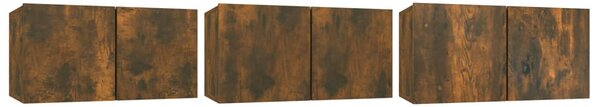 3 db füstös tölgy színű fa függő TV-szekrény 60 x 30 x 30 cm