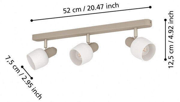 EGLO Corato mennyezeti spotlámpa, homok/nikkel/opál, 3 lámpás., dimmelhető, Krém / borostyánsárga, Nappali / Étkező, fém, Modern