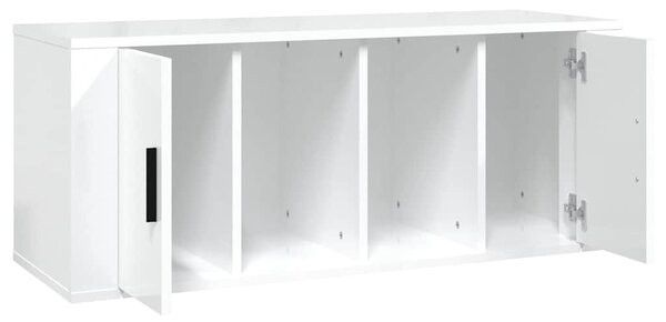 Fehér magasfényű szerelt fa TV-szekrény 100x35x40 cm