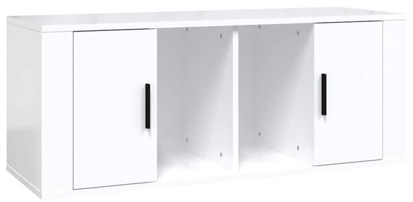 Fehér magasfényű szerelt fa TV-szekrény 100x35x40 cm