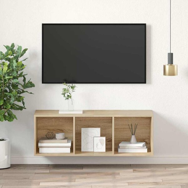 Sonoma tölgy színű szerelt fa fali TV-szekrény 37 x 37 x 107 cm