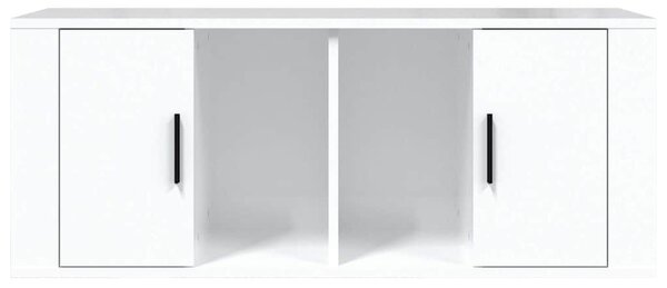 Fehér magasfényű szerelt fa TV-szekrény 100x35x40 cm