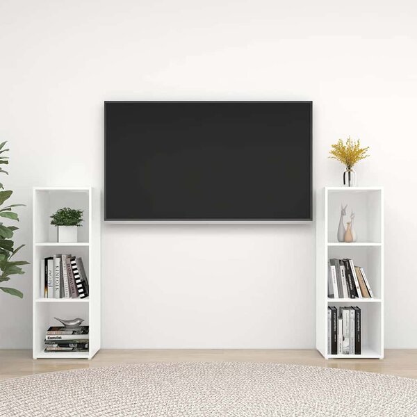 2 db fehér szerelt fa TV-szekrény 107 x 35 x 37 cm