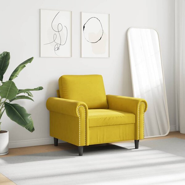 Sárga bársony kanapéfotel 60 cm