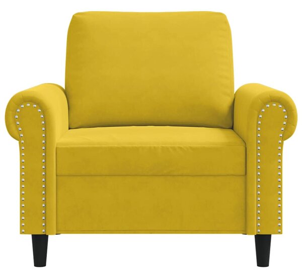 Sárga bársony kanapéfotel 60 cm
