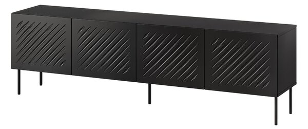 TV-állvány Tolfelo 103, Közepes sűrűségű farostlemez, Laminált forgácslap, 60x201x40cm, Fekete