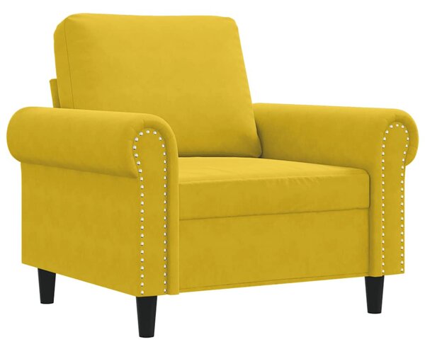 Sárga bársony kanapéfotel 60 cm