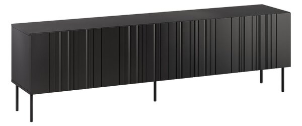 TV-állvány Evavese 103, Közepes sűrűségű farostlemez, Laminált forgácslap, 60x201x40cm, Fekete