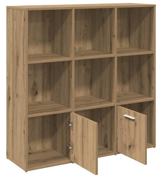 Kézműves tölgy színű szerelt fa könyvszekrény 98x29x97,5 cm