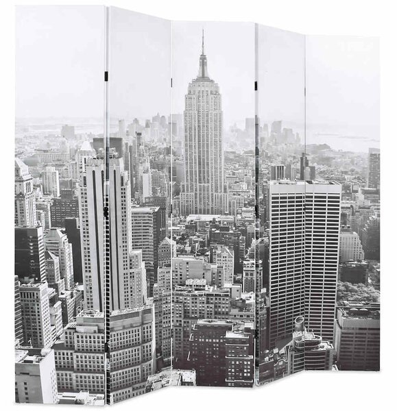 Fekete-fehér New York mintás paraván 200 x 170 cm