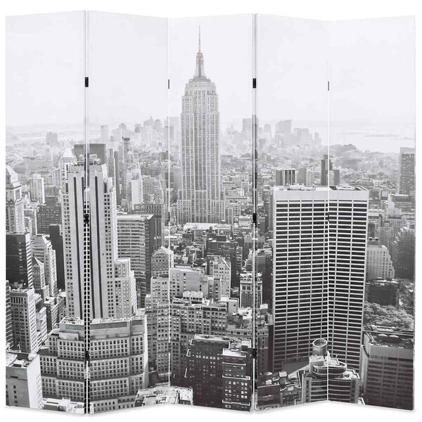 Fekete-fehér New York mintás paraván 200 x 170 cm