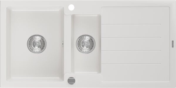 Mexen Andres - gránit mosogató 100,0x50,0 cm, 1,5 kamrás, fehér, 6515101510-20