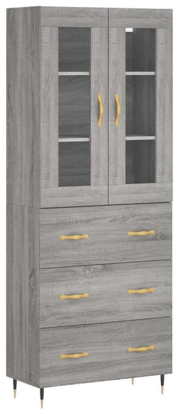 VIDAXL Sonoma Szürke Magasszekrény - 69,5x34x180 cm