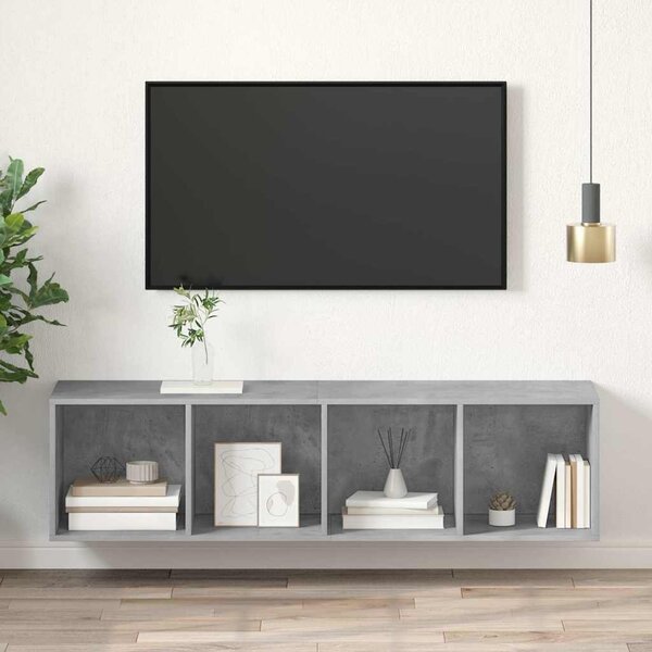 Betonszürke szerelt fa fali TV-szekrény 37x37x142,5 cm