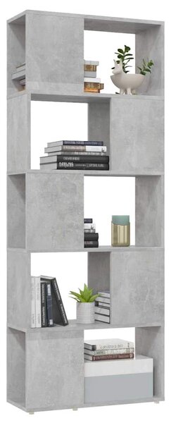 Betonszürke térelválasztó könyvszekrény 60 x 24 x 155 cm