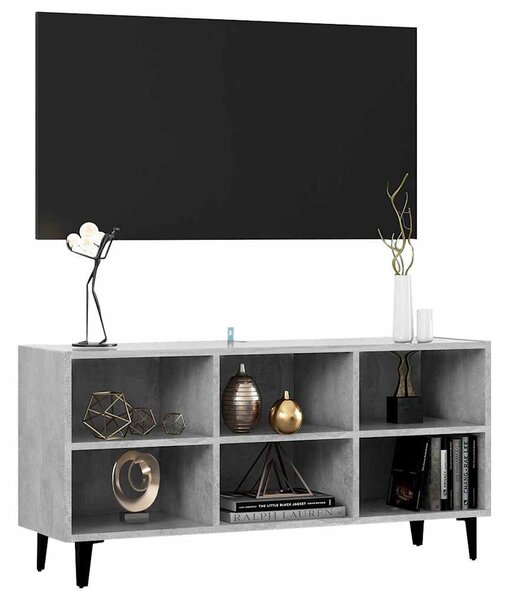 Betonszürke TV-szekrény fémlábakkal 103,5 x 30 x 50 cm