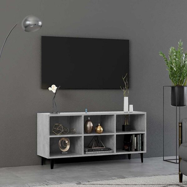 Betonszürke TV-szekrény fémlábakkal 103,5 x 30 x 50 cm